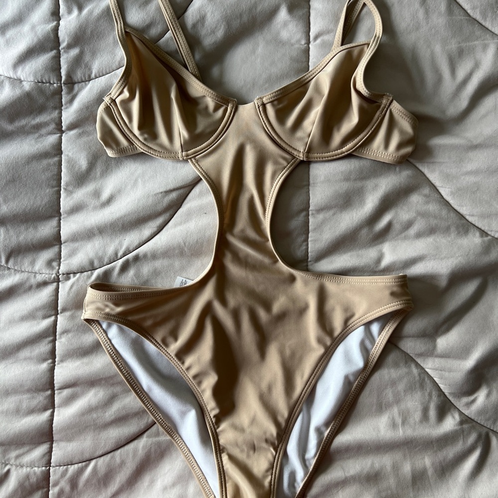 PrettyLittleThing Tan Cutout One Piece